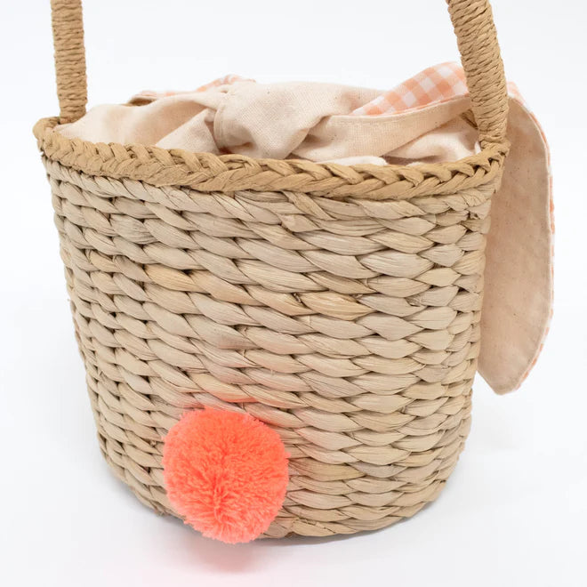 Woven Bunny Basket with Gingham Ears