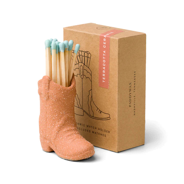 Ceramic Cowboy Boot Match Holder